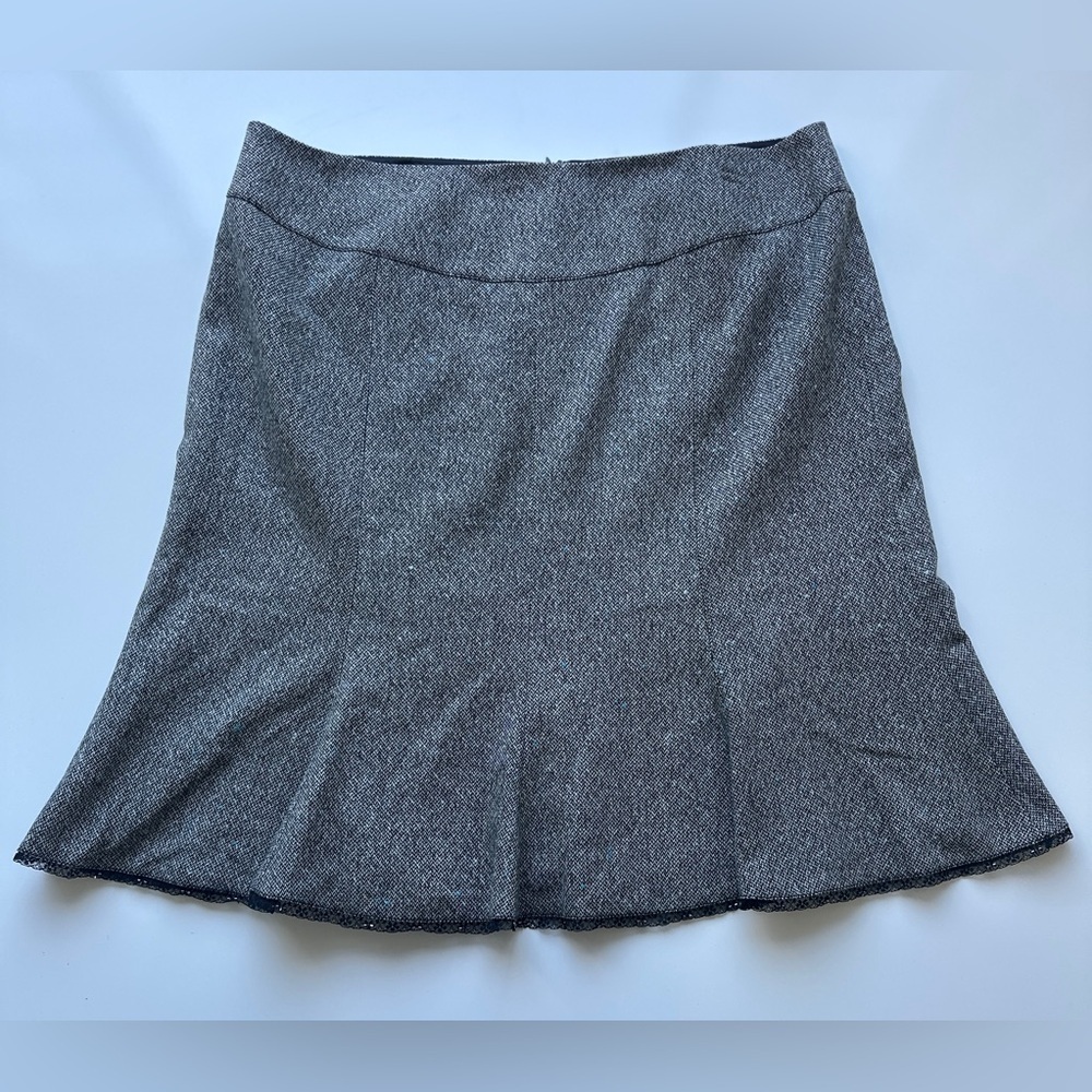 NWT Context Woman Black White Blue Wool Blend Beaded Lace Lined Skirt Womens 18W